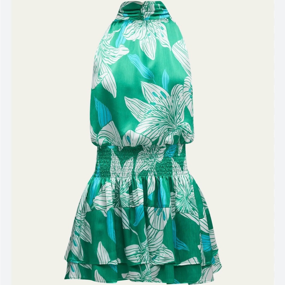 Ramy Brook Women's Dani Green Floral Crepe Halter Minidress